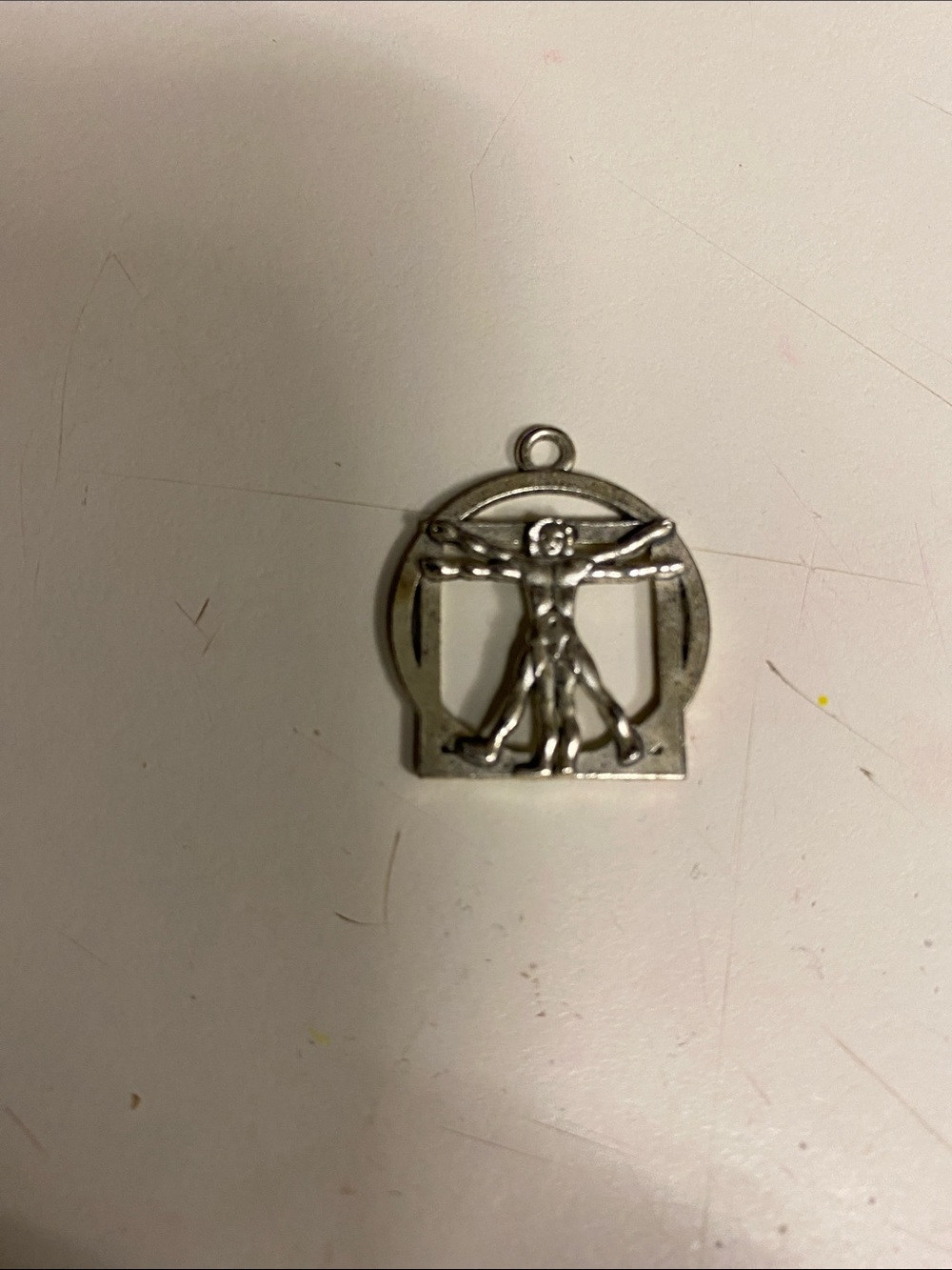 Vitruvian Man Pendant Charm - Silver